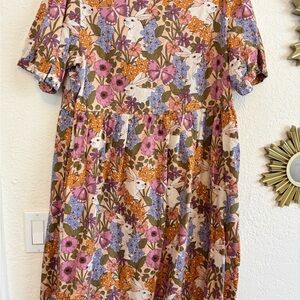 Princess Highway Blooming Spring Scene Babydoll Dress Bunny Print